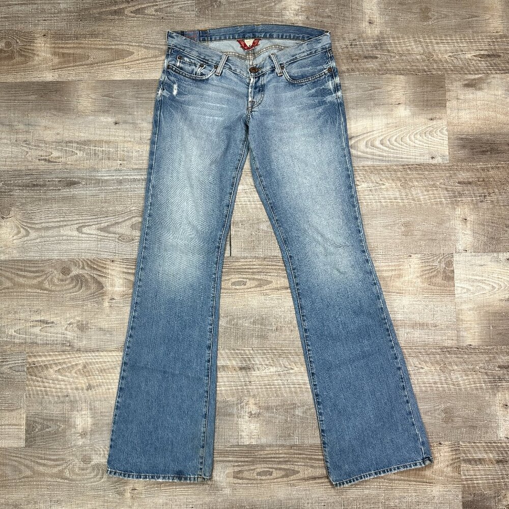 Y2K Lucky Brand Low Rise Lil Glimmer Wide Leg Jean Women's Sz 10/30 Button Fly